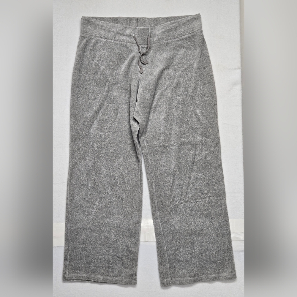 Route 66 Gray Soft Velour Pants Pull On Elastic Waist Drawstring XL Sporty